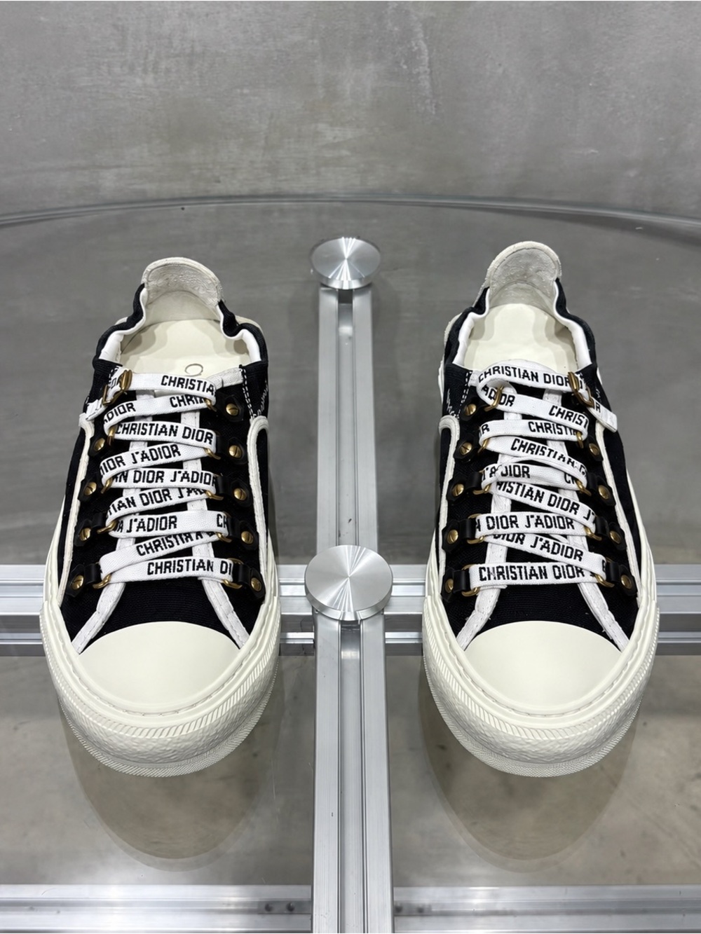 Dior Black and White J'Adior Low-Top Canvas Sneakers